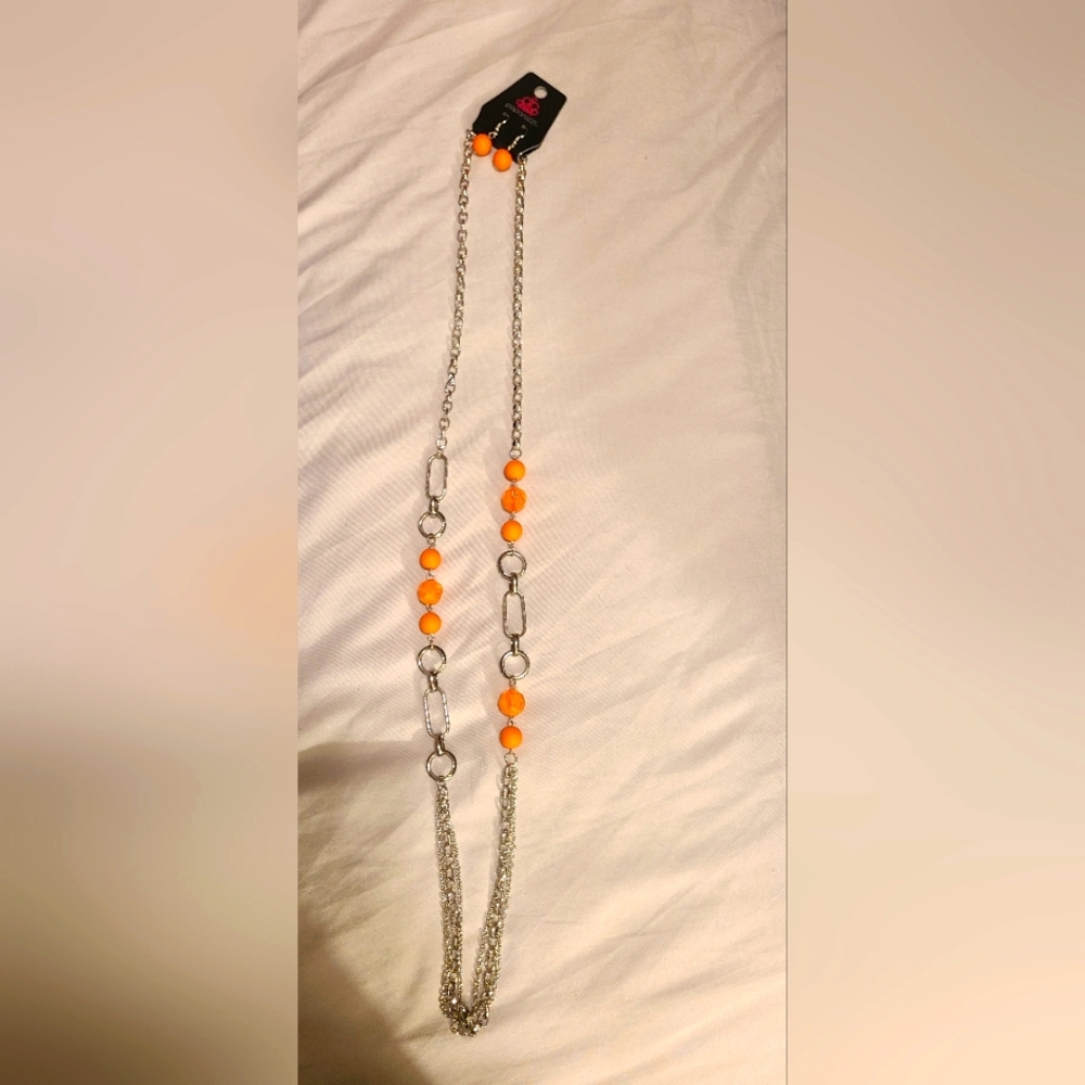New long  orange necklace